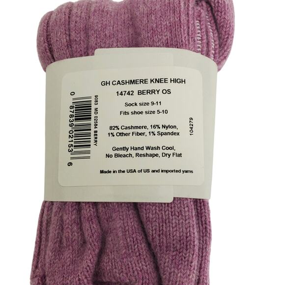 NEW Garnet Hill Socks Knee High 9-11 Berry 82% Cashmere Warm Cozy Holiday Gift - Picture 6 of 7